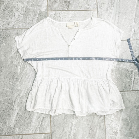 Cynthia Rowley White Linen Dolman Sleeve Ruffle Peplum Top Size Medium - Picture 5 of 6